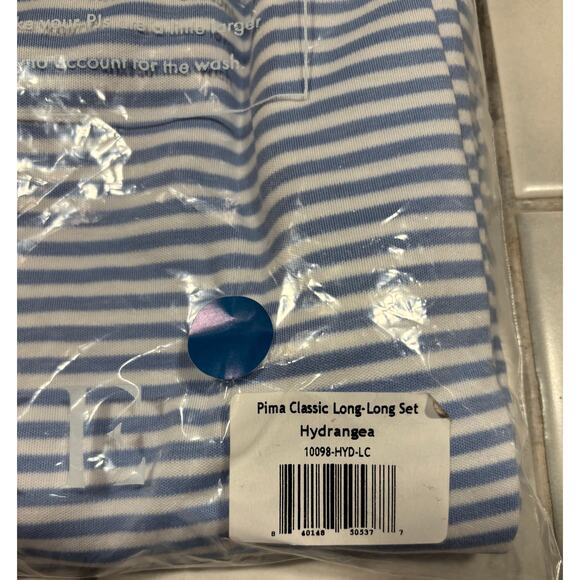 Lake Pajamas PJs Pima Classic Long Long Set Hydrangea NEW NWT L $128 - Picture 6 of 6